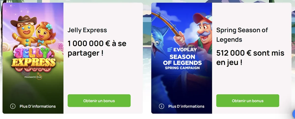 Campagnes Jelly Express et Spring Season of Legends sur Millionz Casino